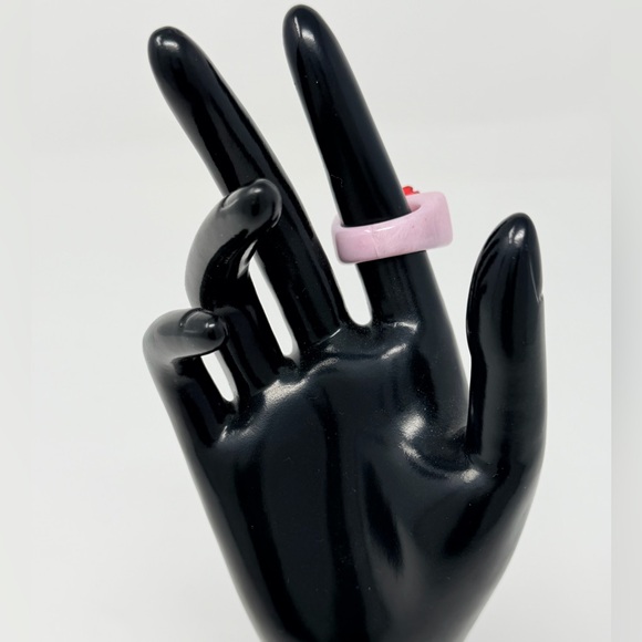 Pink Strawberry Ring Fruit Print 3D Rings Y2K Jewelry Fruity Gingham Accessories - Picture 11 of 16